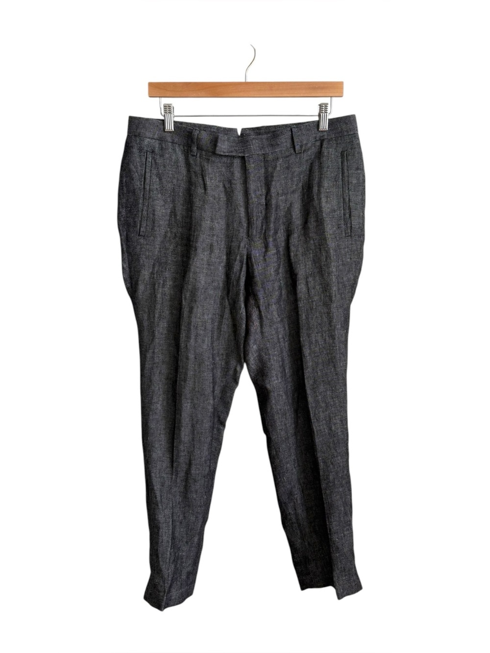 Sene Men's Linen Blend Dress Trousers Charcoal Gray Tailored Pants 35